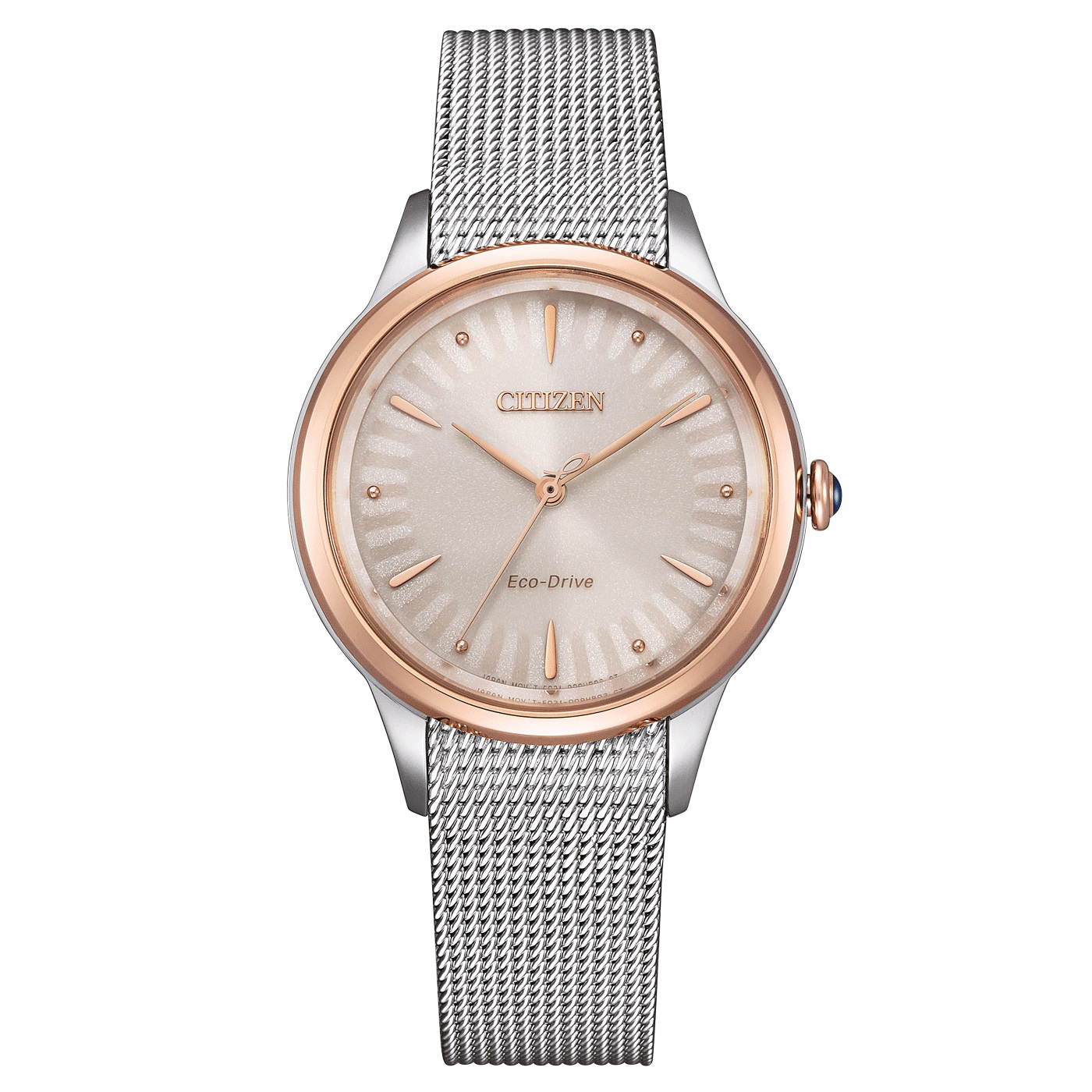 Citizen - Staal dames horloge, Eco-Drive, Cal: E031, Saffierglas, 50 meter WR - EM1156-80X