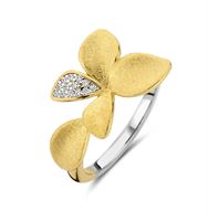 Ring met bloem in zilver verguld met zirkoon