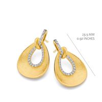 Zilver vergulde oorbellen met zirkoon (matte finish)