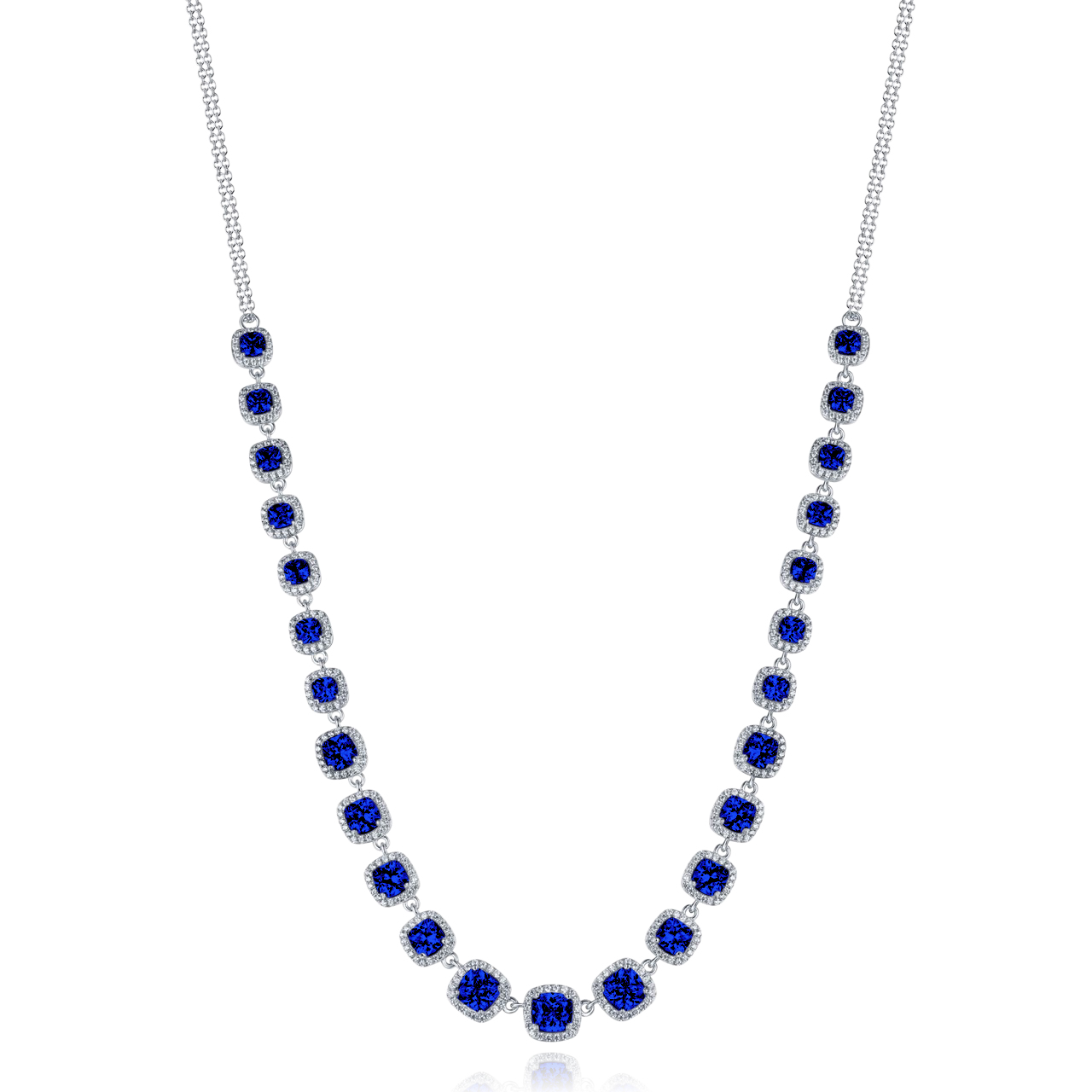 Zilveren ketting met blauwe zirconium