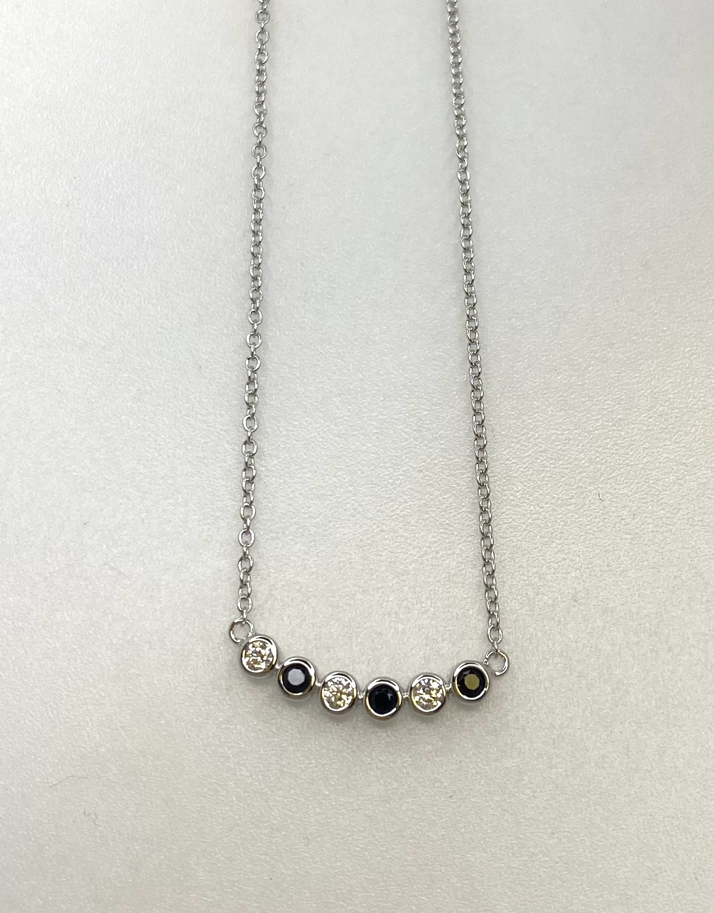 Zilver Rosa di Luca collier met zirkonia zwart/wit