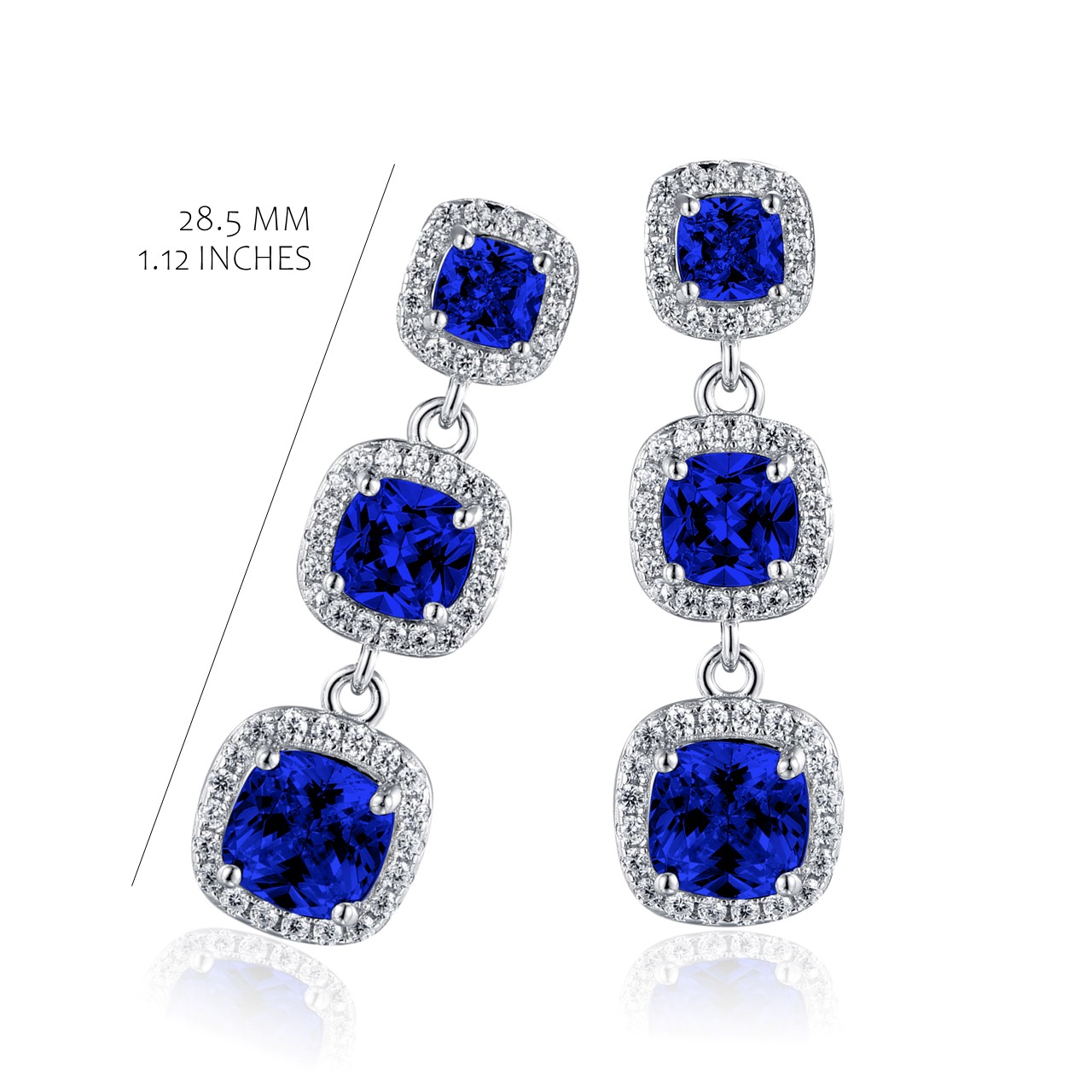Oorbellen zilver met blauwe zirconium en witte zirconium