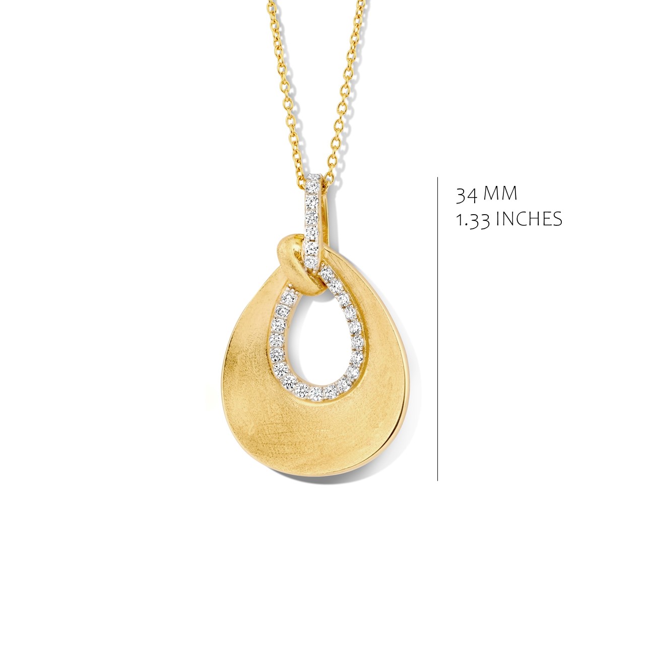 Hanger in verguld zilver met zirkoon met verstelbare lengte