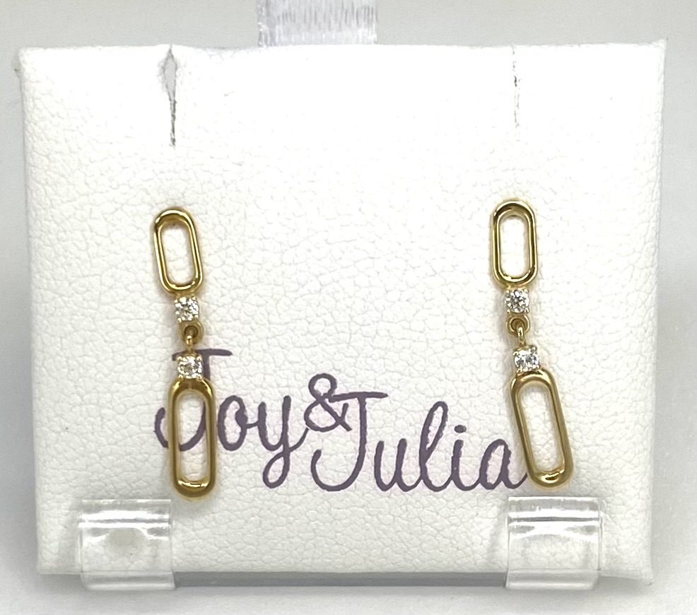 Gouden oorhangers paperclip zirkonia Joy & Julia