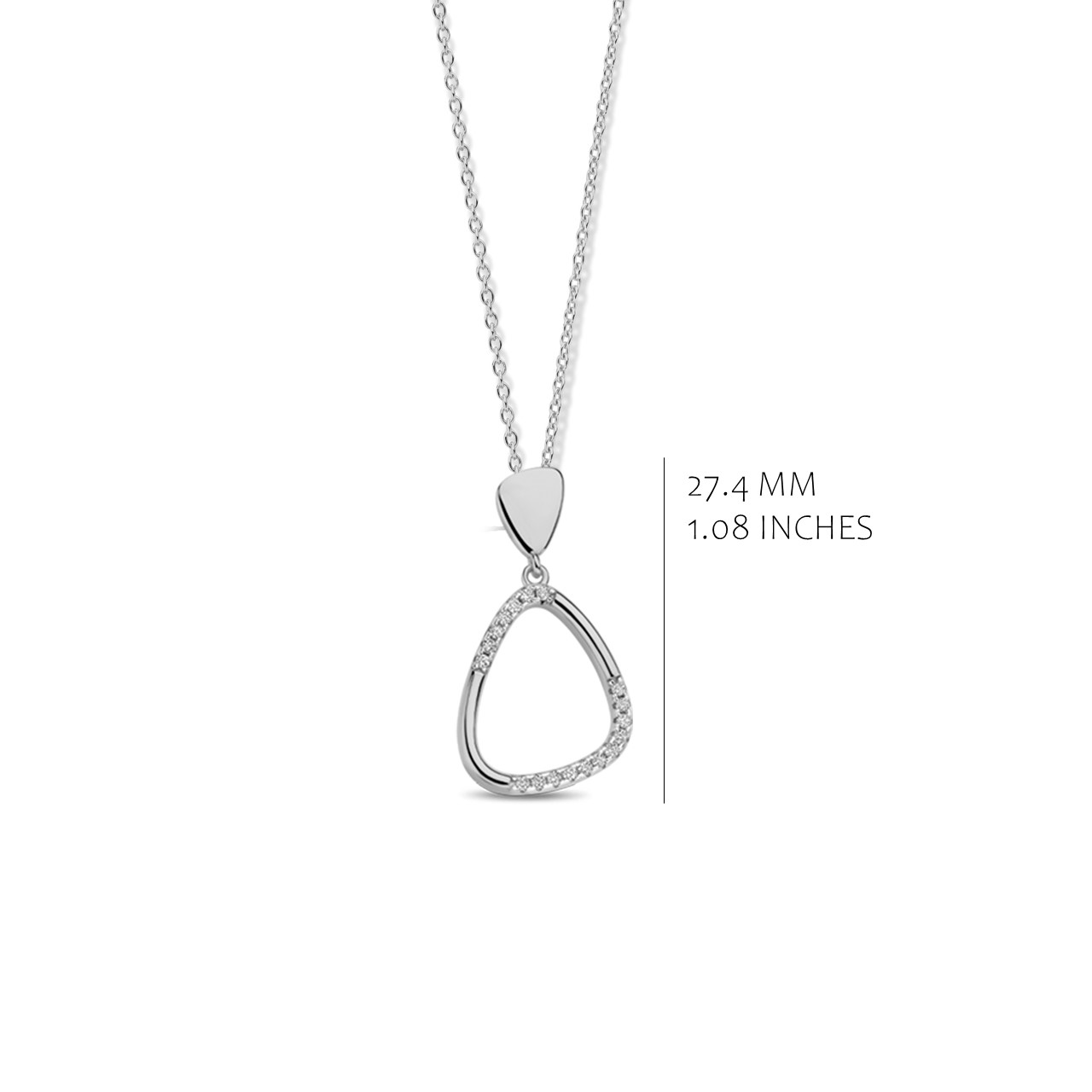 Zilveren ketting met hanger en zirkoon op verstelbare lengte