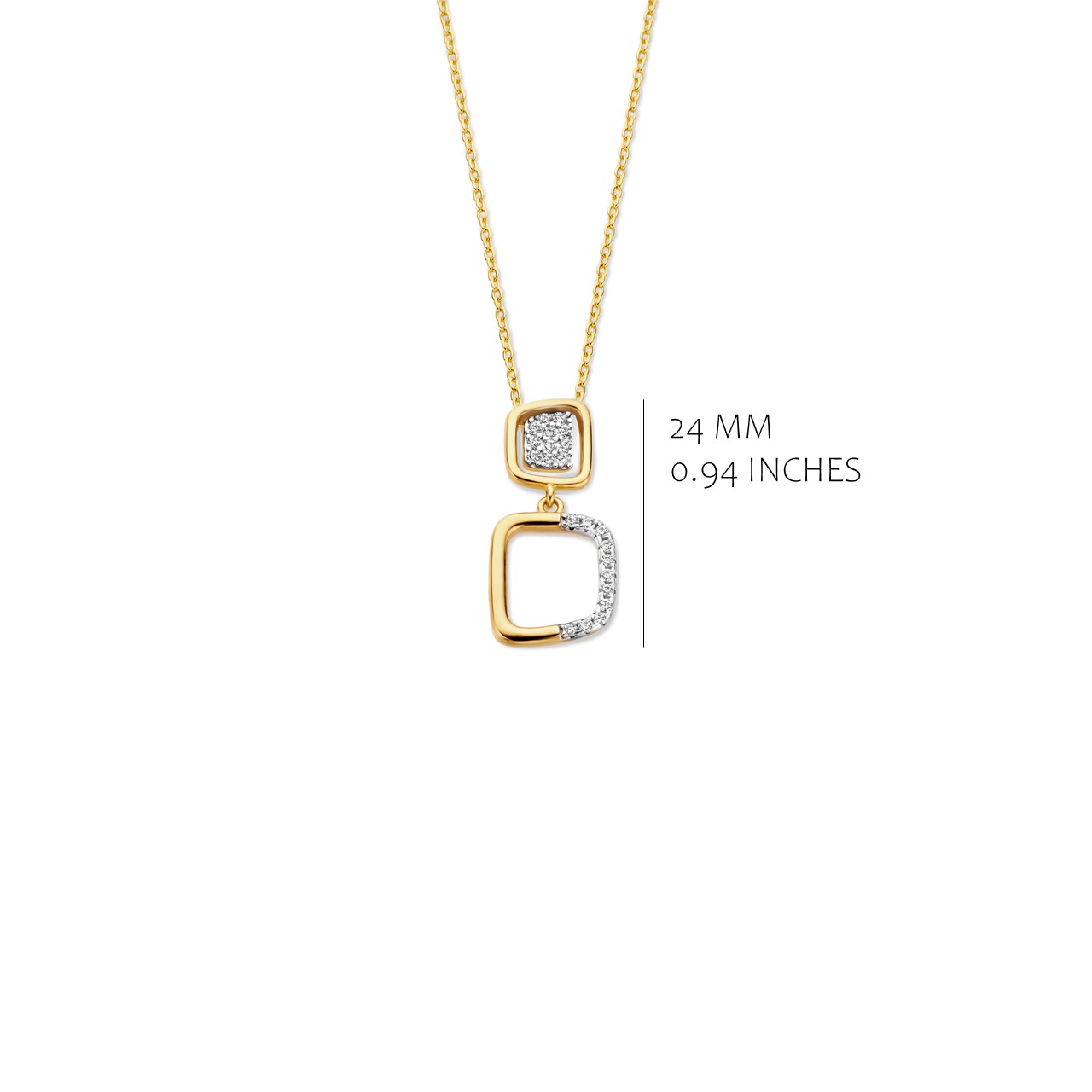 Zilveren vergulde ketting met hanger en zirkoon op verstelbare lengte