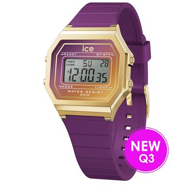 Ben je op zoek naar een trendy en kleurrijk horloge dat perfect past bij jouw persoonlijkheid? Dan is de ICE WATCH DIGIT RETRO VIOLET DUSK - SMALL 023311 de ideale keuze voor jou! Dit hippe horloge heeft een digitale tijdaanduiding en een quartz uurwerk, waardoor je altijd precies weet hoe laat het is.

Met een diameter van 32 mm en een hoogte van 11 mm is dit horloge perfect geschikt voor een subtiel en stijlvol statement om je pols. De vierkante goudkleurige behuizing van kunststof geeft het horloge een moderne uitstraling, terwijl de multicolor wijzerplaat zorgt voor een speels en vrolijk accent.

Het mineraalglas zorgt ervoor dat je horloge goed beschermd is tegen krassen en beschadigingen, zodat je er lang van kunt genieten. De paarse siliconen band voelt comfortabel aan om je pols en is eenvoudig te verstellen met de gespsluiting.

Dankzij de handige datumweergave vergeet je nooit meer welke dag het is, terwijl de waterdichtheid van 3 bar ervoor zorgt dat je horloge spatwaterdicht is. Of je nu een dagje gaat shoppen in de stad of een avondje gaat stappen met vrienden, dit horloge is de perfecte accessoire voor elke gelegenheid.

Als officieel Ice Watch verkooppunt kunnen wij je verzekeren van de kwaliteit en authenticiteit van dit prachtige horloge. Bestel vandaag nog de ICE WATCH DIGIT RETRO VIOLET DUSK - SMALL 023311 en voeg een vleugje kleur toe aan je outfit!