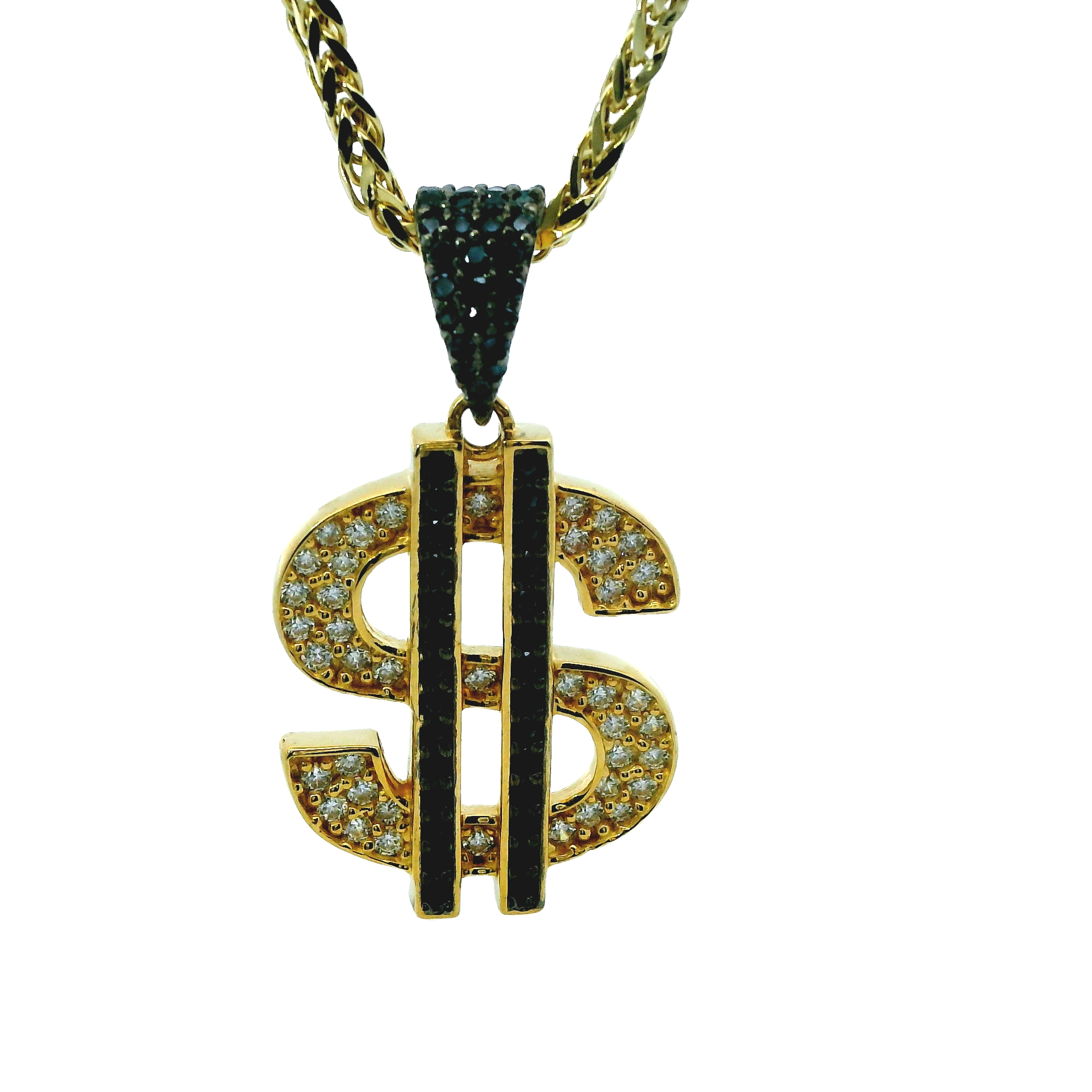 Deze hanger van Louis Bros is vervaardigd uit 14 karaat geelgoud met zirkonia (3.60 gr.).
Deze hanger in de vorm van een dollarteken straalt luxe en stijl uit. Ingelegd met fonkelende zwarte zirkonia's, krijgt het klassieke symbool een moderne en krachtige uitstraling. De donkere stenen creëren een prachtig contrast met het warme geelgoud, wat dit sieraad een verfijnde en tegelijkertijd gedurfde look geeft. Een perfect accessoire voor wie succes en elegantie wil uitstralen in één opvallend ontwerp.