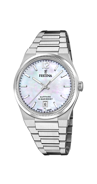 Deze Festina Horloge Swiss Made Staal safier heeft een klassieke uitstraling met een modern tintje. De horlogeband en kast zijn gemaakt van duurzaam roestvrij staal met saffierglas voor extra bescherming tegen krassen. Draag dit horloge dagelijks voor een stijlvolle look of bij speciale gelegenheden voor een chique uitstraling. Een tijdloos accessoire dat niet mag ontbreken in jouw collectie!