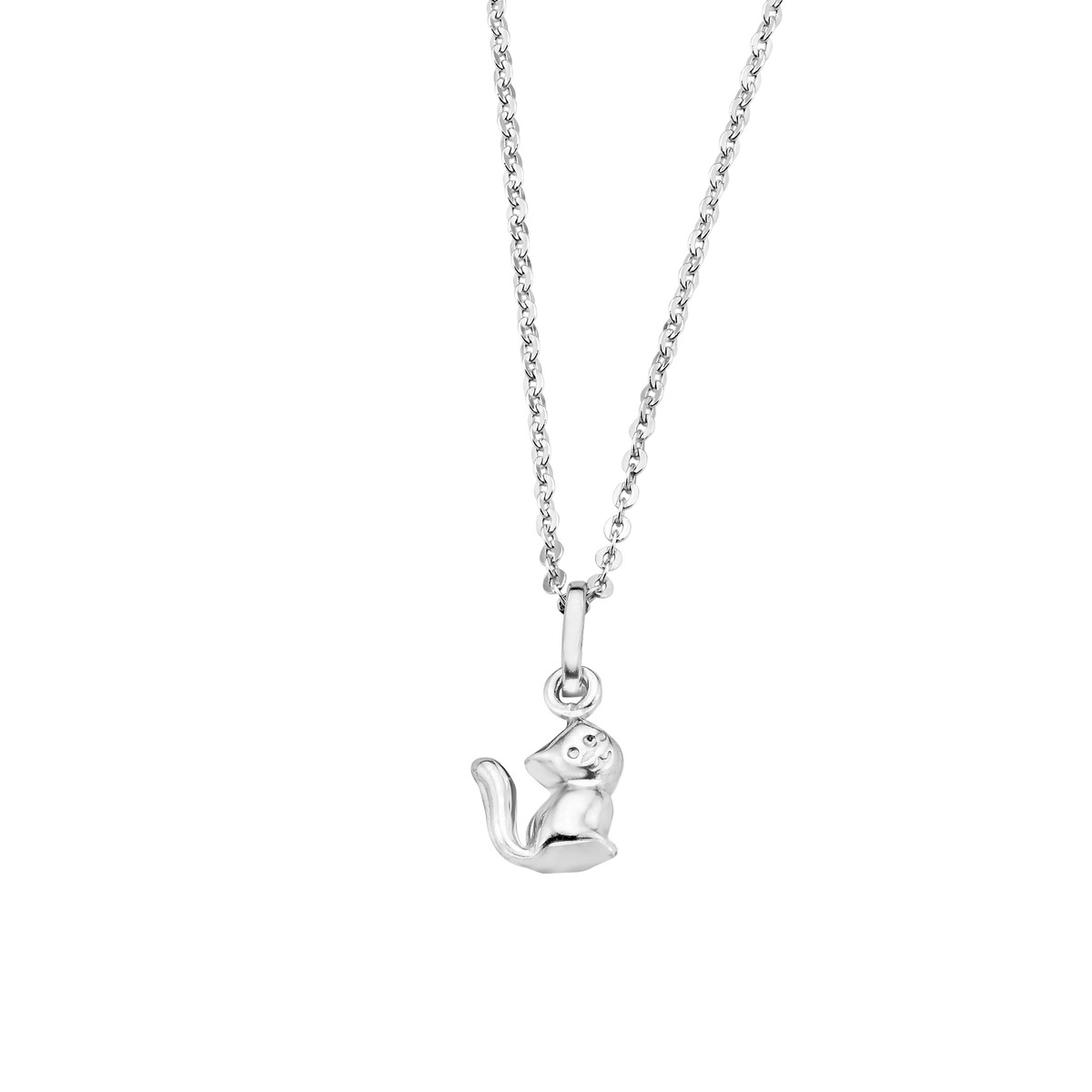 Zilveren ketting met hangertje poes