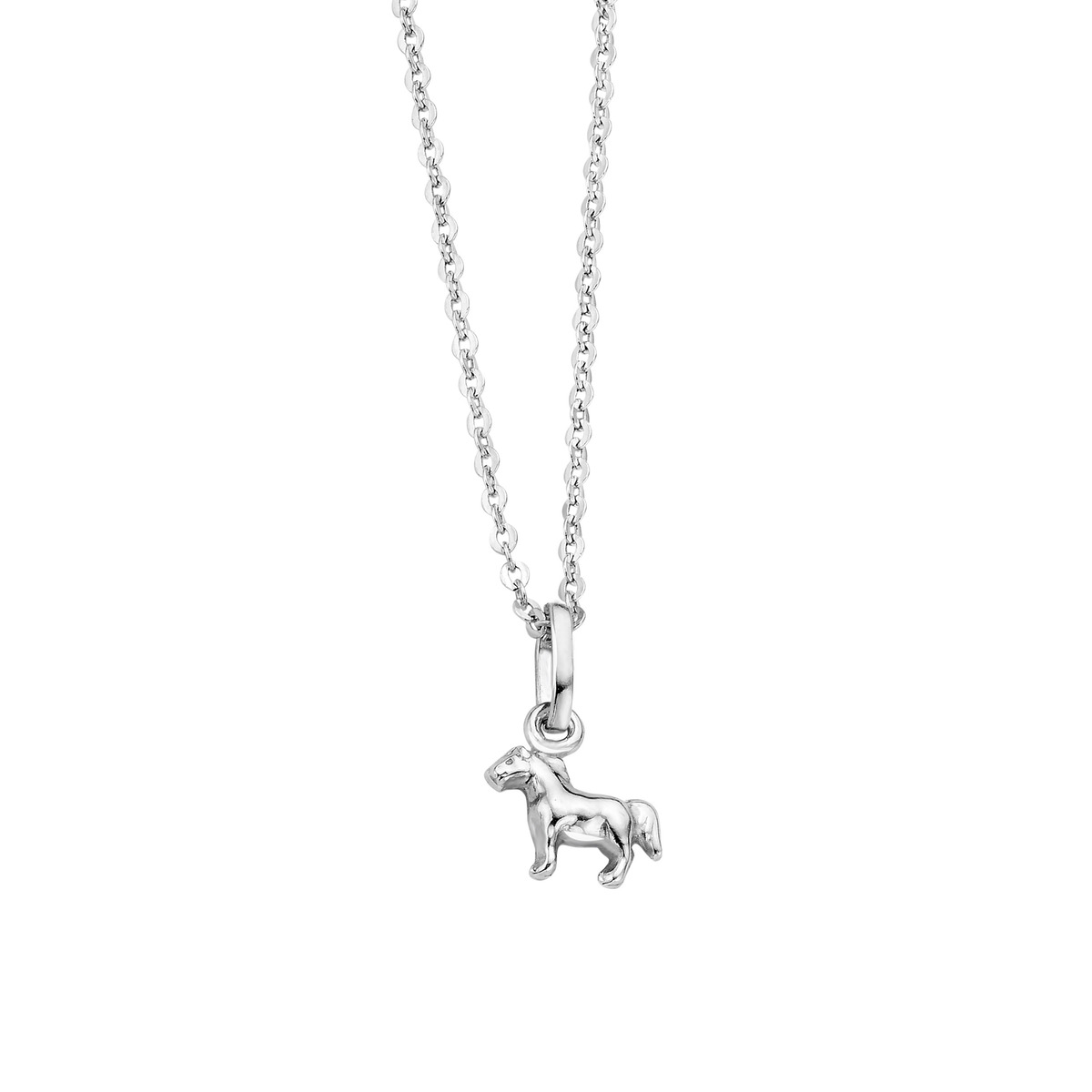 Zilveren ketting met hanger paard