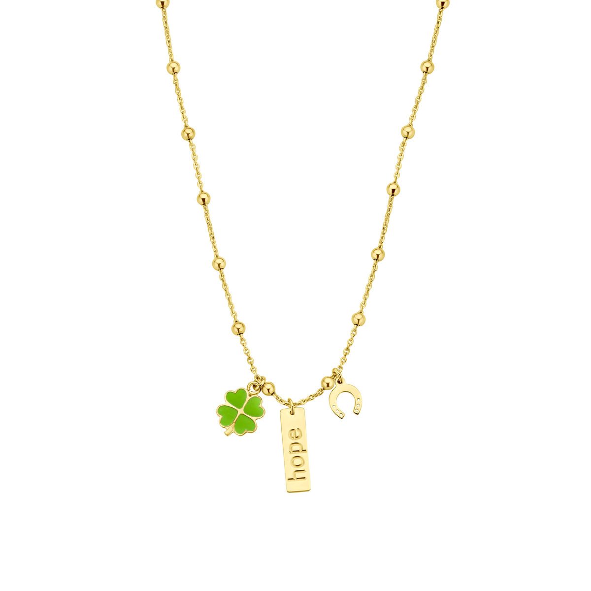 Zilver vergulde ketting met 3 hangertjes