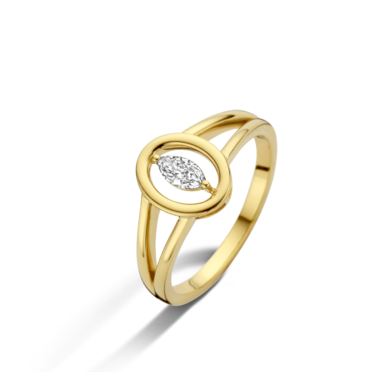 Ring in geel goud 18 k met 1Diamant(en) marquise0.14 ctSiG-H
