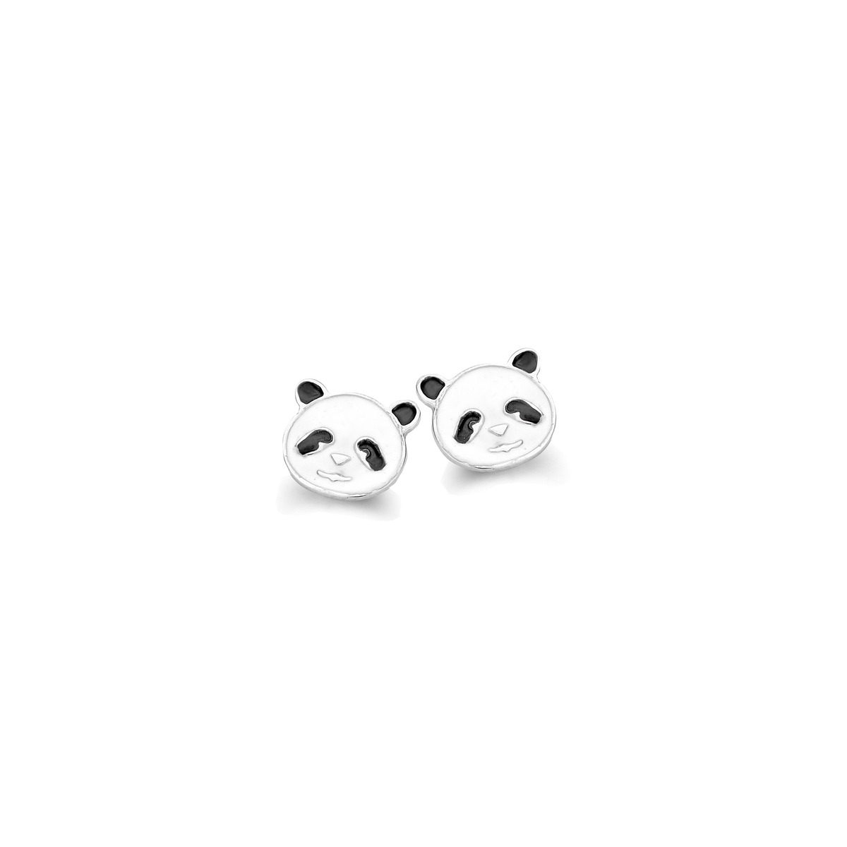 Zilveren oorbellen panda