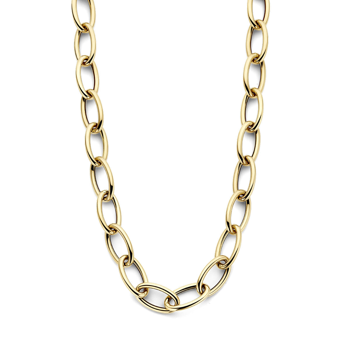 14k Geelgouden paperclip collier met een schakelbreedte van 12.5mm. Het collier heeft een draaglengte van 45cm. De schakelbreedte is 12.5mm.