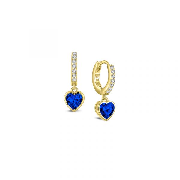 My iMenso Creoli zilver verguld klapcreool met blauw zirkonia hart 18mm