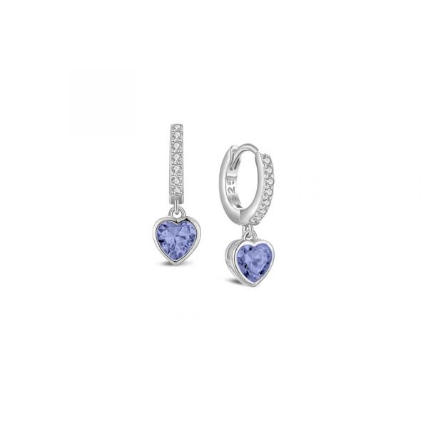 My iMenso Creoli zilver klapcreool met blauw zirkonia hart 18mm
