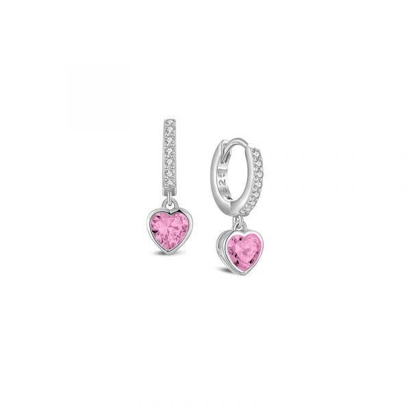 My iMenso Creoli zilver klapcreool met roze zirkonia hart 18mm