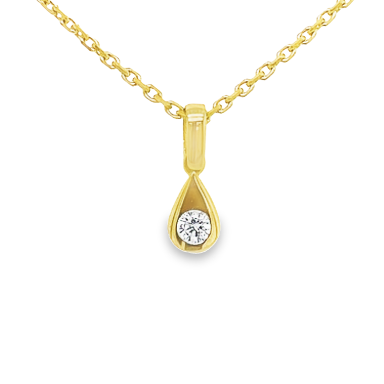 Geelgouden hanger Druppel met Zirkonia (zonder collier)