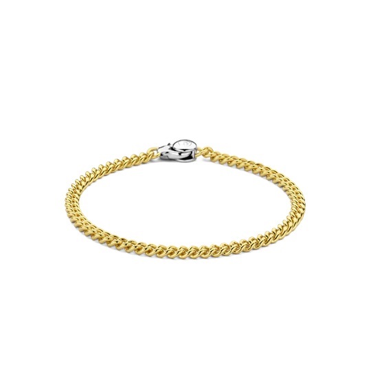 Ti Sento - Zilveren gourmette armband vergulde schakel, Small, 16cm - 23055SY/S