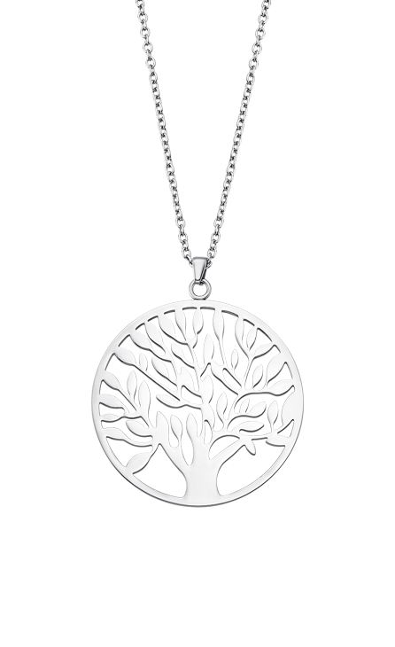 Dit prachtige Lotus Style Collier voor dames is gemaakt van roestvrij staal en heeft een zilverkleurige levensboom hanger. Het collier is stijlvol en tijdloos, perfect voor elke gelegenheid. Draag het alleen voor een subtiele look of combineer het met andere sieraden voor een meer opvallende uitstraling. Een must-have voor je sieradencollectie!