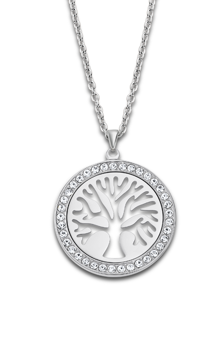 Deze prachtige Lotus Style collier voor dames is gemaakt van roestvrij staal en heeft een levensboom hanger met zirkonia steentjes voor extra glans. Het collier is verstelbaar en past dus bij elke outfit. Draag deze eyecatcher alleen voor een subtiele touch of combineer het met andere sieraden voor een statement look. Een must-have voor elke vrouw!