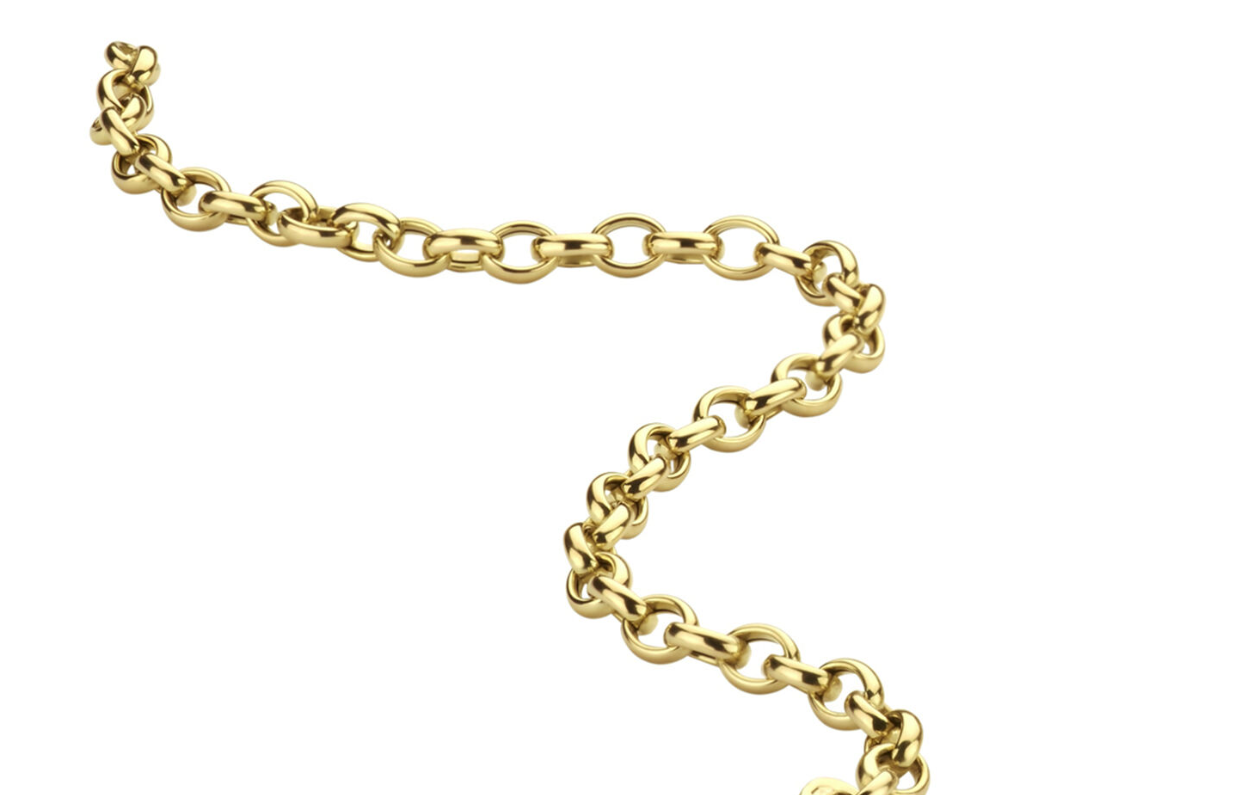 14 karaat massief geel gouden Jassaron armband met karabijn sluiting 19,5 cm lang.