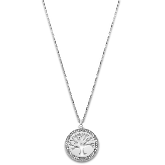 Dit prachtige collier van Lotus Style is gemaakt van roestvrij staal en heeft een zilverkleurige levensboom hanger. De ketting heeft een verstelbare lengte, waardoor je hem perfect kunt aanpassen aan jouw outfit. Draag dit stylish collier solo voor een minimalistische look of combineer het met andere sieraden voor een trendy effect. Een must-have voor elke moderne vrouw!