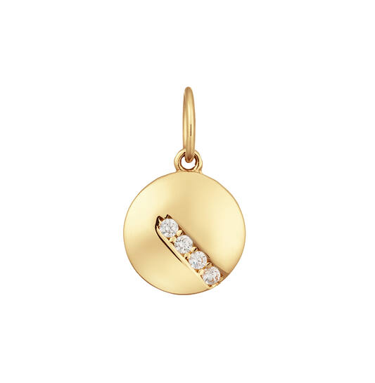 Gouden ronde hanger met 4 zirconia's  