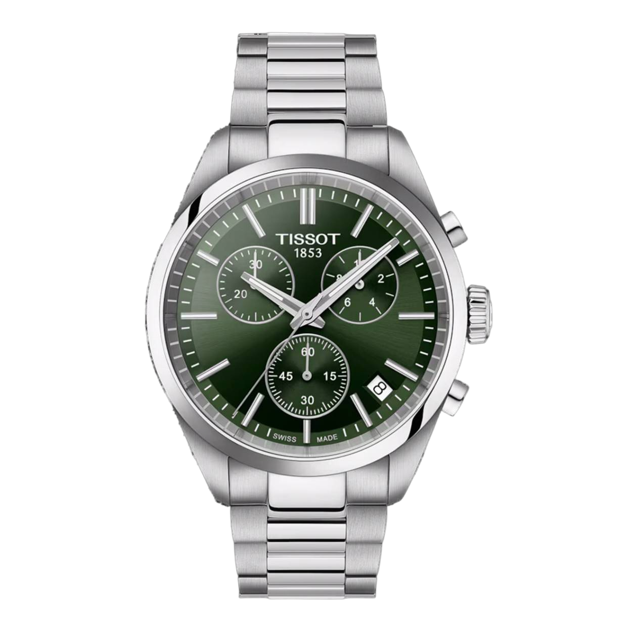 Deze Tissot PR100 T1504171109100 is een stijlvol horloge met een chronograaf functie en datumaanduiding. Het horloge heeft een roestvrijstalen kast en band, een groene wijzerplaat en zilveren accenten. Draag het horloge dagelijks voor een klassieke en elegante uitstraling. Combineer het met zowel formele als casual outfits voor een veelzijdige look. Een tijdloos accessoire voor heren die van kwaliteit houden.