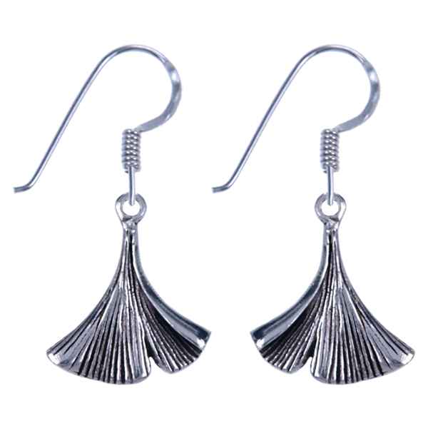 Zilver oorbel Ginkgo blad
