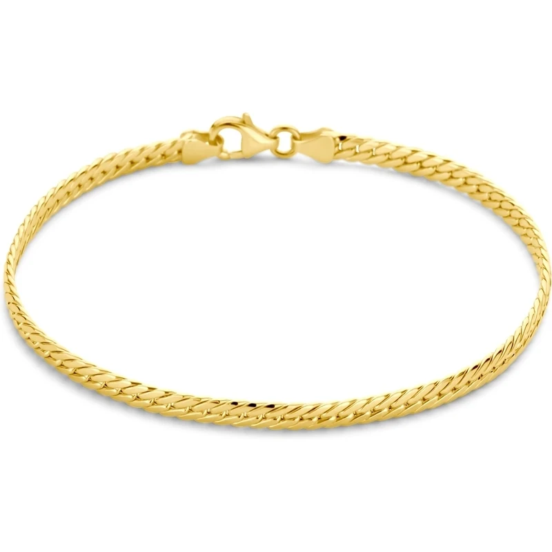Deze armband van Louis Bros is vervaardigd uit 14 karaat geelgoud (5.13 gr.). De armband heeft een breedte van 4 mm en een dikte van 1.5 mm. Deze armband is echt een plaatje aan de vrouwenpols, tijdloos, draagbaar is voor dagelijks gebruik en voor speciale gelegenheden.