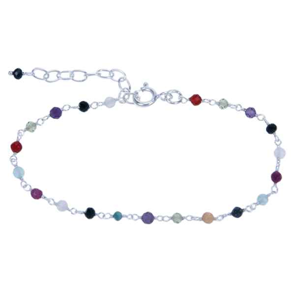 Zilver armband Multi stenen
