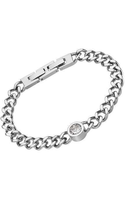 Deze prachtige Lotus Style armband is gemaakt van hoogwaardig staal en is voorzien van sprankelende zirkonia steen van 8mm. De armband heeft een gourmet schakel en is perfect voor een glamoureuze look. Draag hem solo voor een subtiele touch of combineer met andere armbanden voor een trendy layered effect. Een must-have accessoire voor elke gelegenheid!