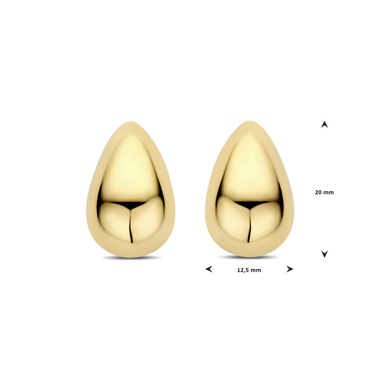 Zilveren vergulde oorbellen in de vorm van een druppel
20x12,5 mm
