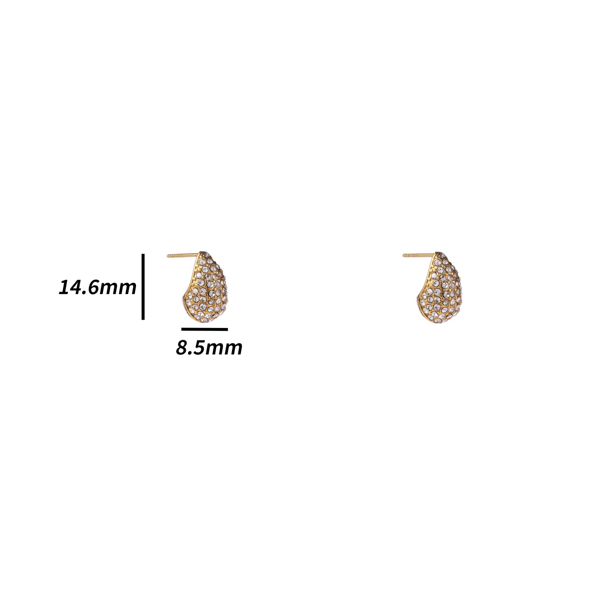 Deze prachtige oorstekers zijn gemaakt van roestvrij staal met een 14K vergulde afwerking en hebben een schitterende Strassed Haily Drop van 15 mm. De oorbellen zijn perfect voor zowel overdag als 's avonds en kunnen goed gecombineerd worden met elke outfit. Draag ze om je look een stijlvolle en glamoureuze touch te geven. Deze oorstekers zijn een must-have voor elke sieradencollectie!