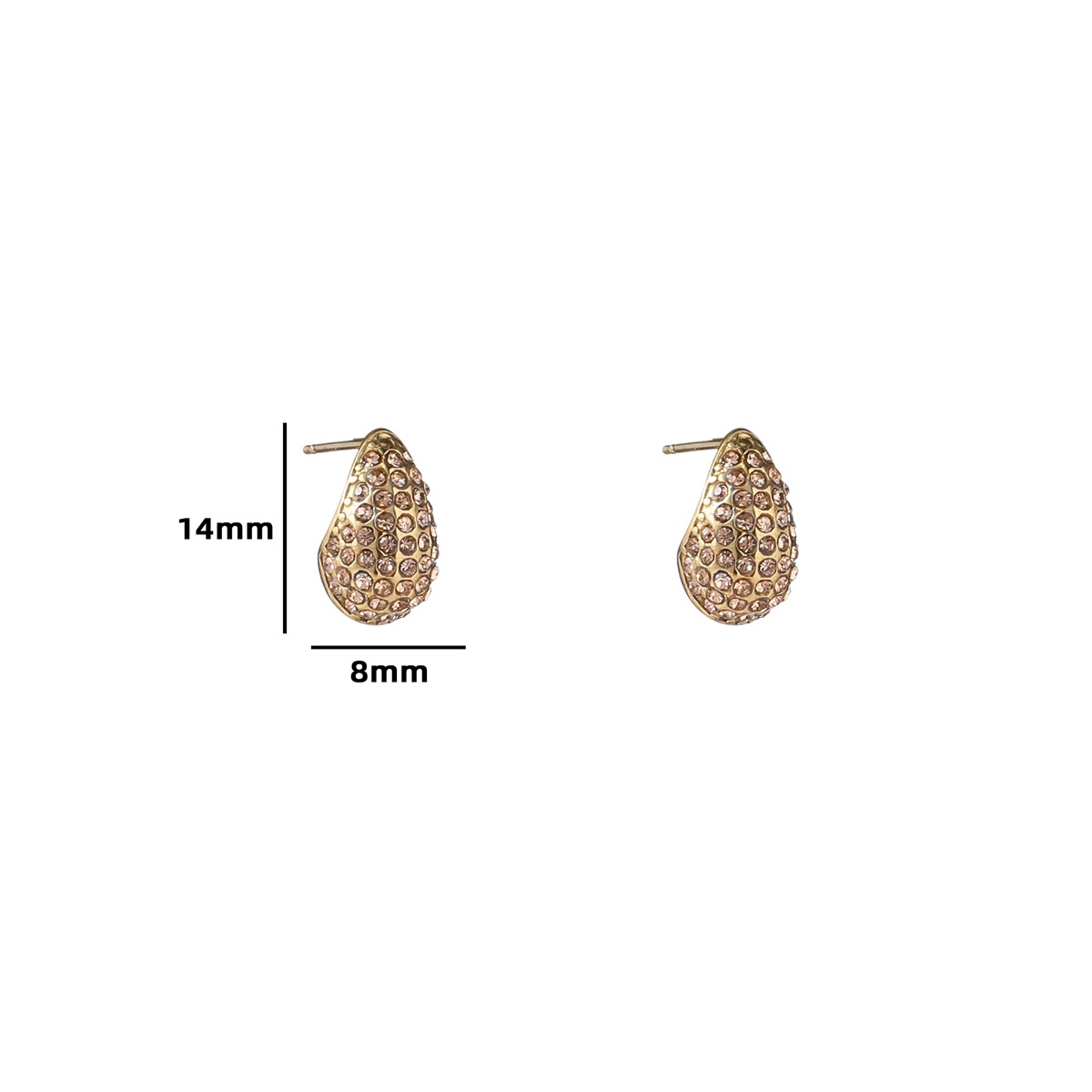 Deze prachtige oorstekers zijn gemaakt van roestvrij staal en hebben een strass-ontwerp met een Haily Drop in champagnekleur. Ze zijn verguld met 14 karaats goud en hebben een lengte van 15 mm. Draag ze overdag voor een subtiele glans of 's avonds voor een glamoureuze look. Deze oorstekers zijn de perfecte accessoire voor elke gelegenheid.