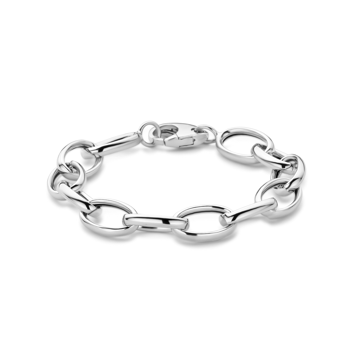 Gerhodineerd 925 zilveren armband met een draaglengte van 17cm. Uitgevoerd met een karabijnslot. De schakelbreedte is 10mm.
