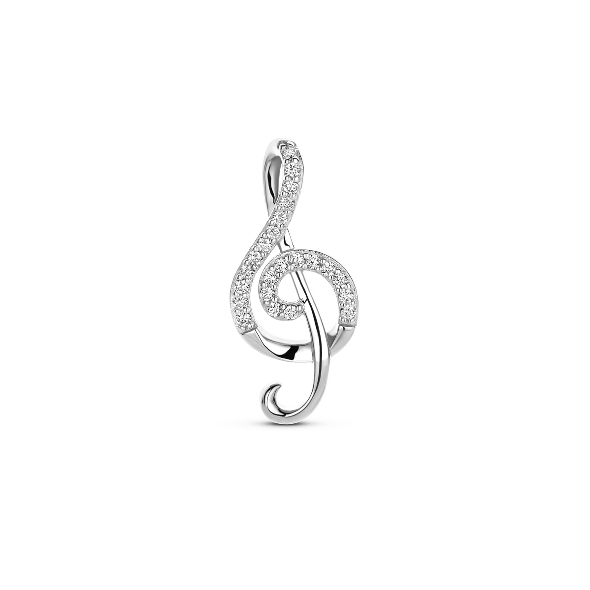 Zilver Hanger Muzieknoot zirconia