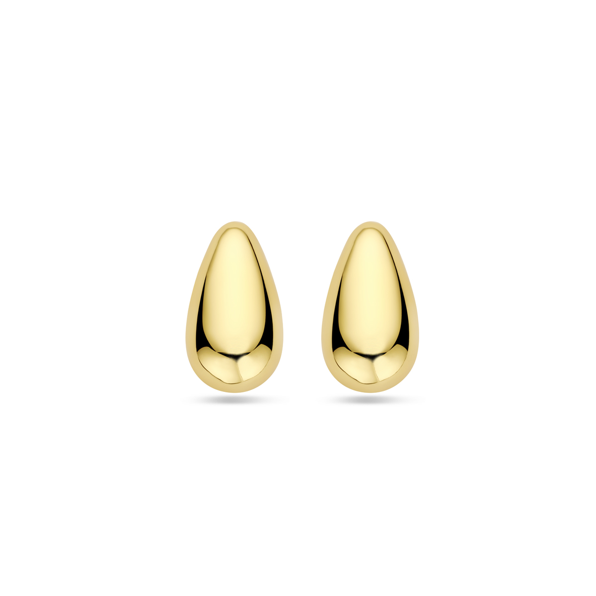 Geelgoud op 925 zilveren oorknoppen uitgevoerd in de vorm van een druppel. De oorknoppen hebben een afmeting van 15x8mm. Geen garantie op de plating.