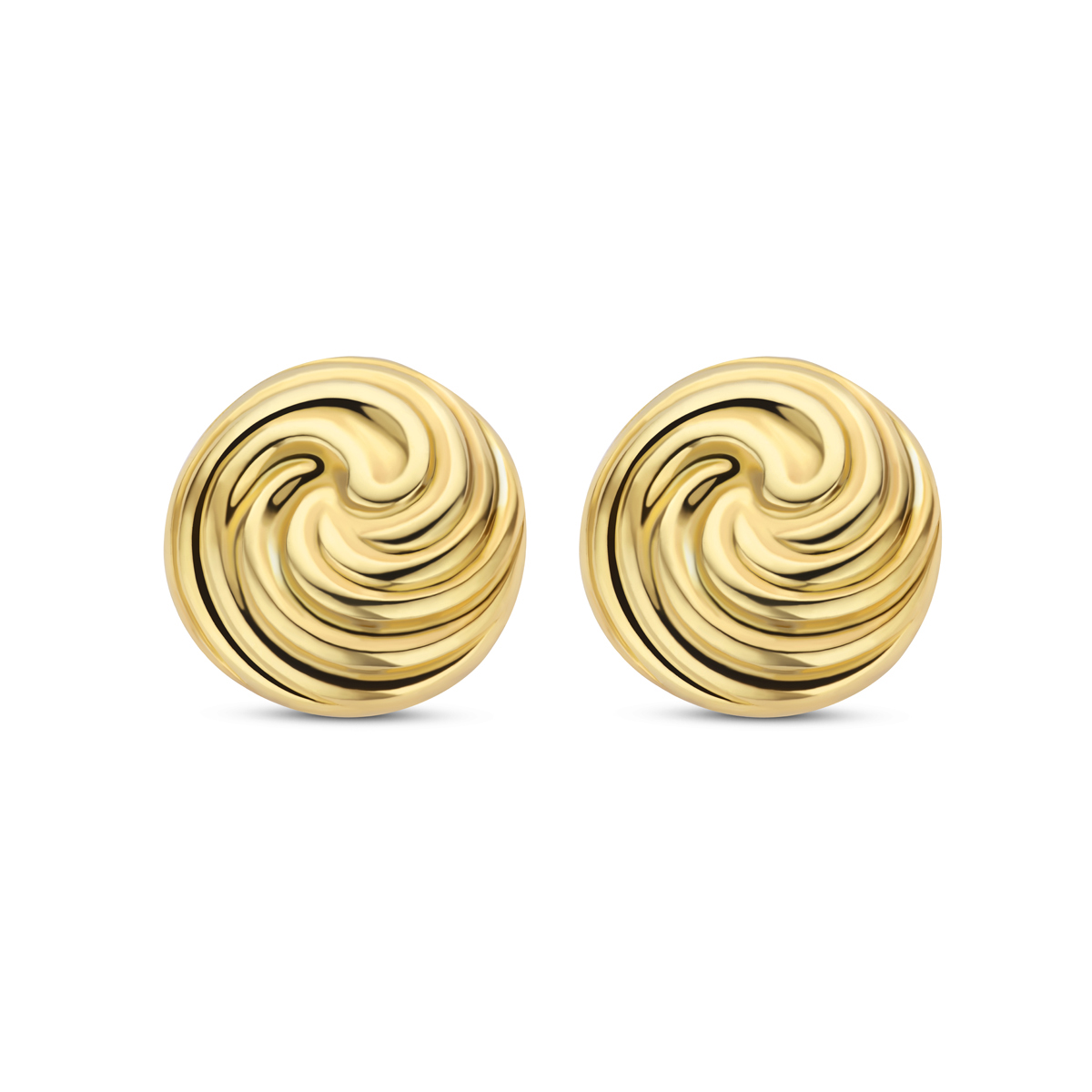 Geelgoud op 925 zilveren oorknoppen uitgevoerd met een diameter van 18mm. Geen garantie op plating.