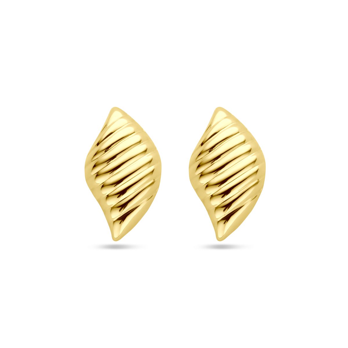 Geelgoud op 925 zilveren oorknoppen met een afmeting van 18x10.5mm. Geen garantie op plating.
