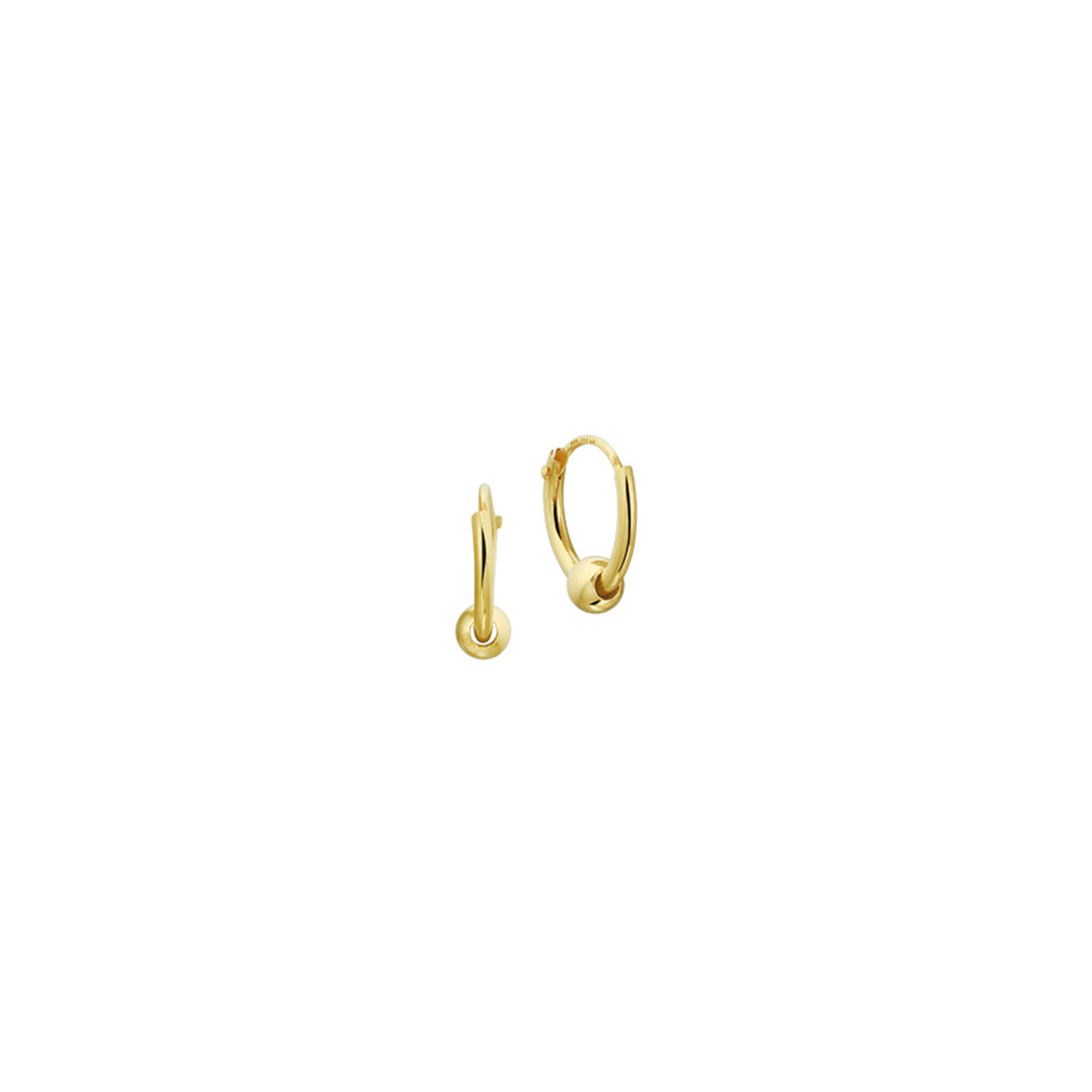 gouden oorringen, glad+bolletje 11mm