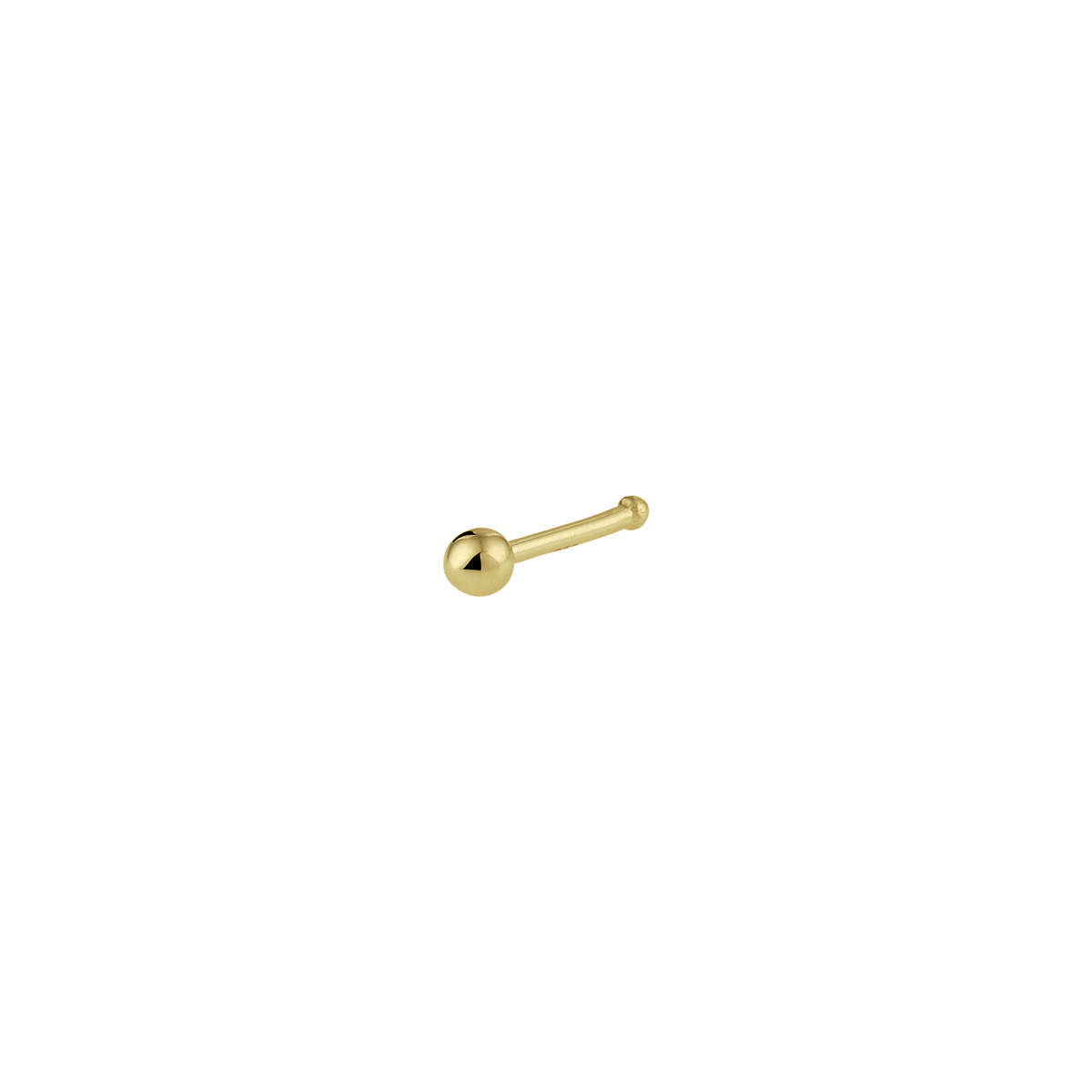 14k Geelgouden neusknopje uitgevoerd met een bolletje. Het neusknopje heeft een diameter van 2.5mm.