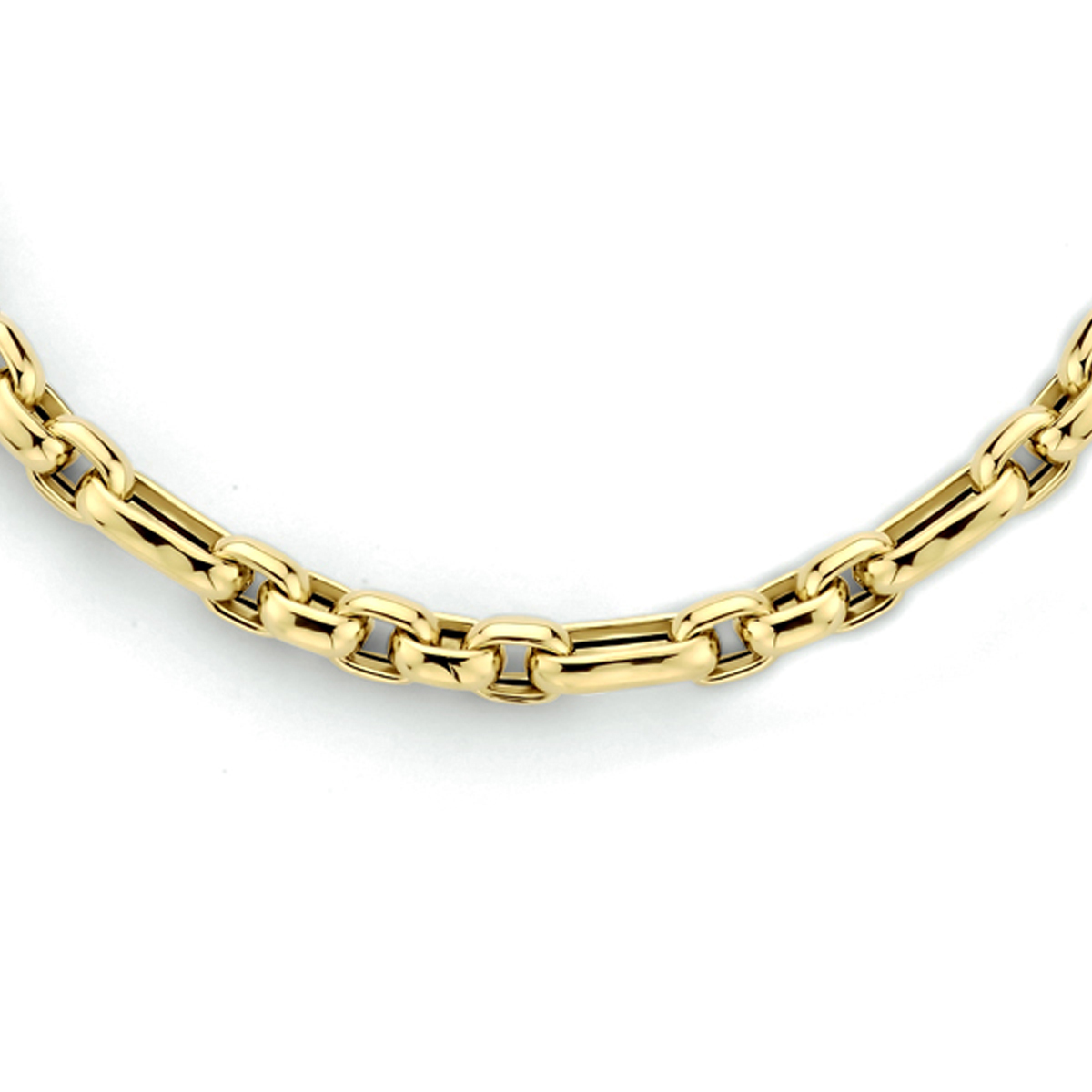 14k Geelgouden anker collier met een schakelbreedte van 4.8mm. Het collier heeft een draaglengte van 45cm en een stevige karabijn sluiting.