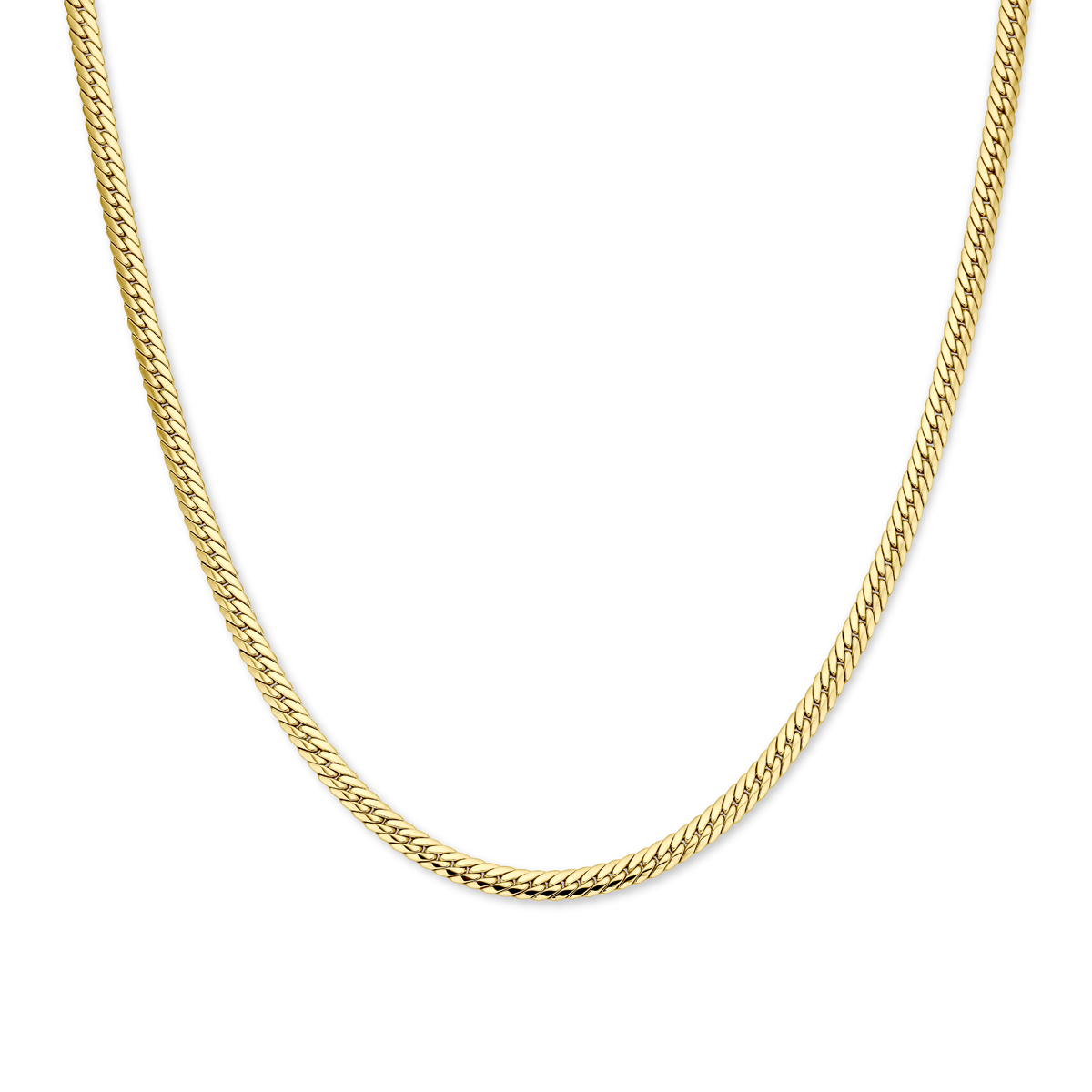14k Geelgouden collier uitgevoerd met een gourmette schakel van 5mm. Het collier heeft een draaglengte van 43cm.