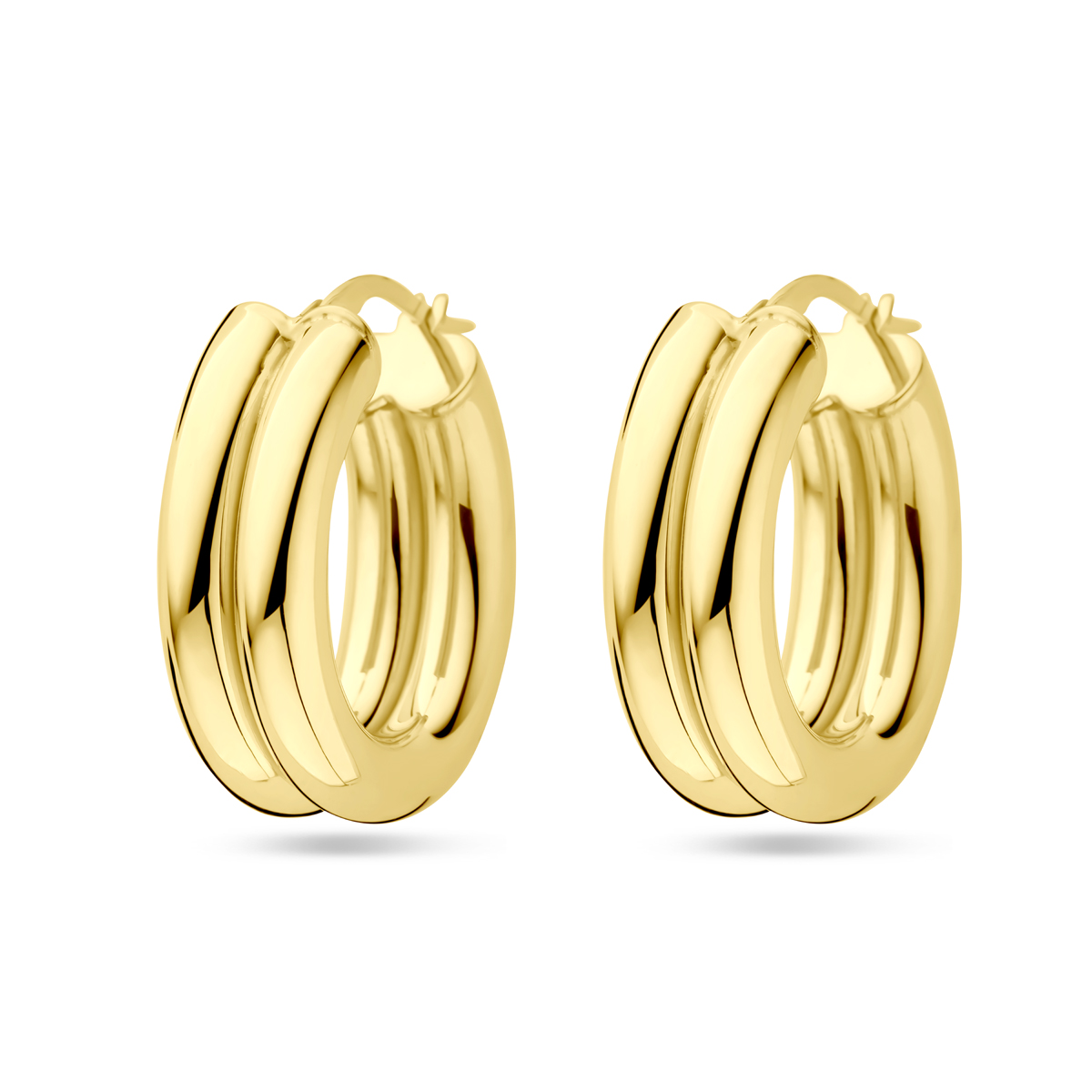 14krt geelgouden oorringen met een afmeting van 23x8mm.