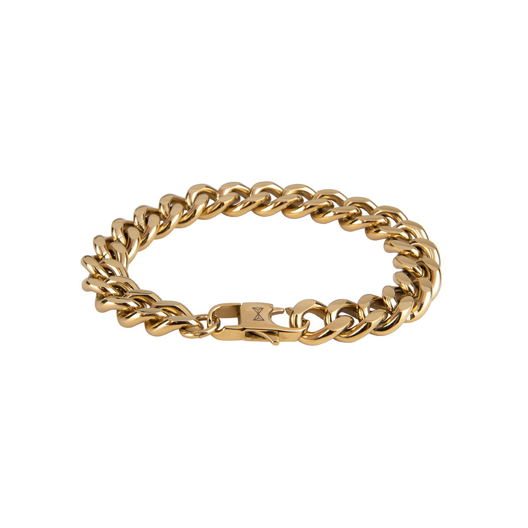  aze jewels stalen/doublé armband met gourmetschakels, breedte 11mm., lengte 21cm.