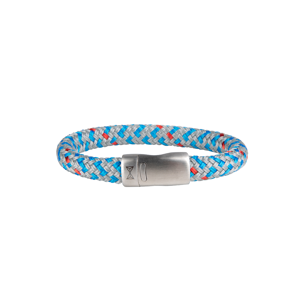 Marine Spinnaker - 8mm Armband Nautisch Blauw/Wit & Rood L Heren
Metaal afwerking: zwart slot
Plating: Black IP
Materiaal sluiting 316L Edelstaal
Maat cm 21
Breedte 6mm
rope
