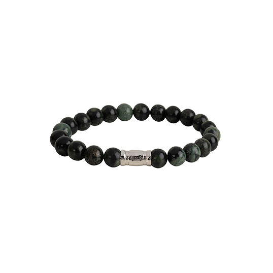 Deze armband is gemaakt van hoogwaardige edelstenen die perfect te combineren is met zowel formele als casual kleding. Gemaakt met klassieke rhyolietkralen van 8 mm. Het sterke elastische koord houdt deze armband bij elkaar en zorgt voor een comfortabele pasvorm. Combineer deze armband met andere Aze items en geef je look die stijlvolle extra touch.